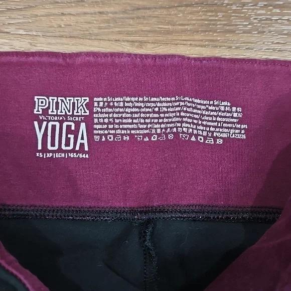 VS PINK MAROON/BLACK/GREY COLORBLOCKED YOGA PANTS SIZE XS - Picture 6 of 11